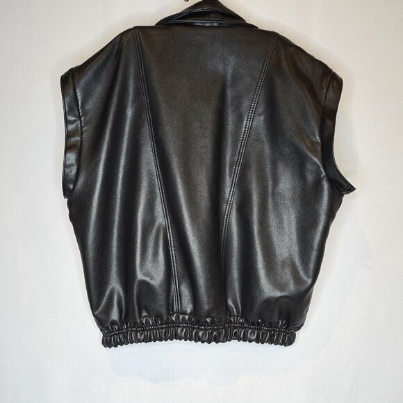 Vintage Men's Full Stop "All over the World" Leather Jacket/Vest, Size L-XL, Blk - Picture 12 of 12